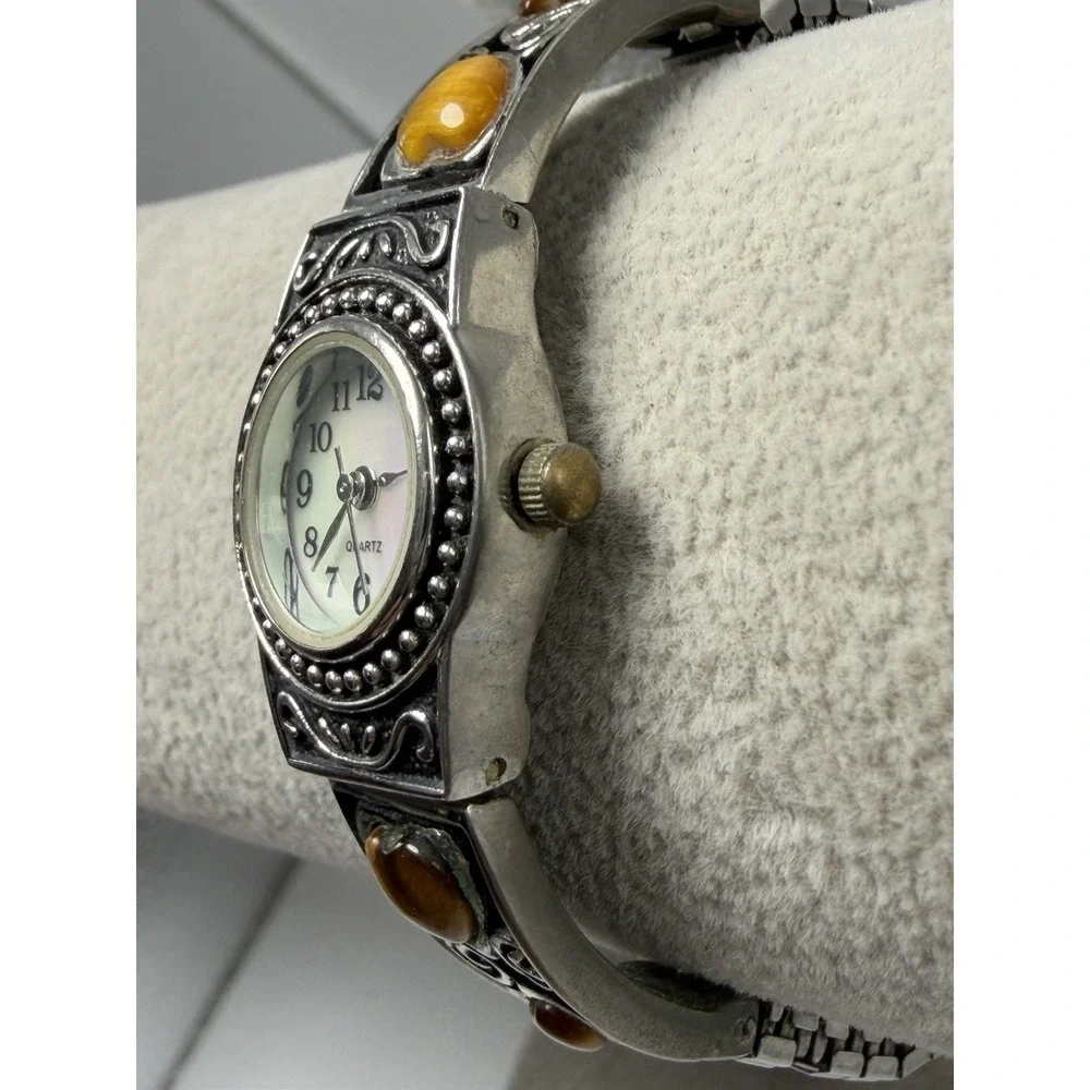 White Stag WS60600W New Battery Ladies MOP Watch Tiger's Eye 20MM 6.75